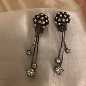 Vintage Nolan Miller Glamour Collection Moon Clip-On Earrings Gunmetal Signed